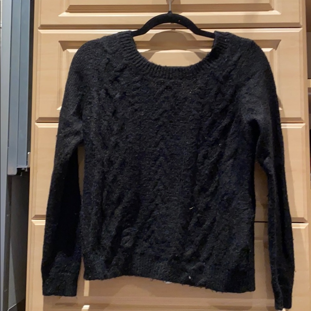 WESC black cable knit cropped sweater
